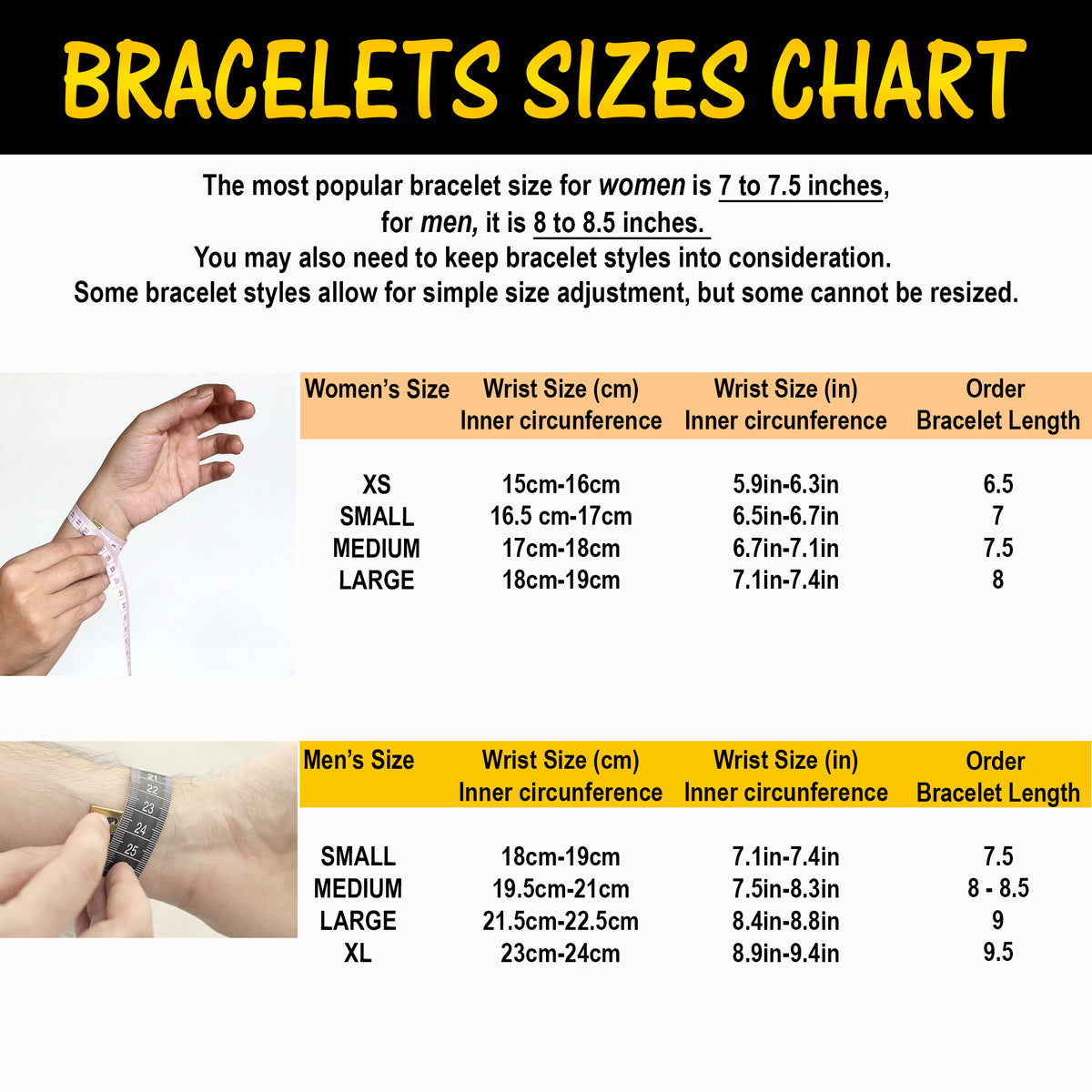 Bracelets Size Chart DivineJ