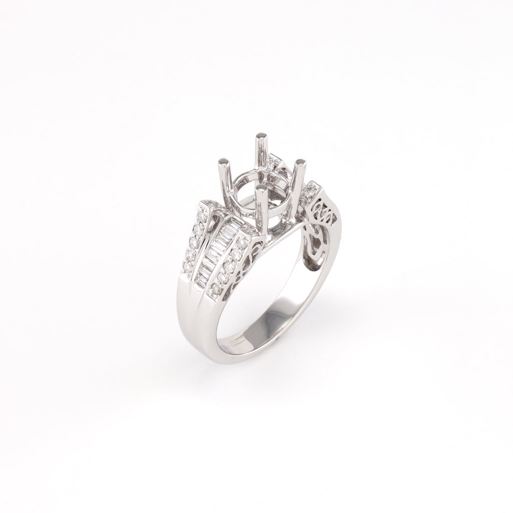 18KT White Gold 0.50CT T/W Diamonds Semi-Set Engagement Ring