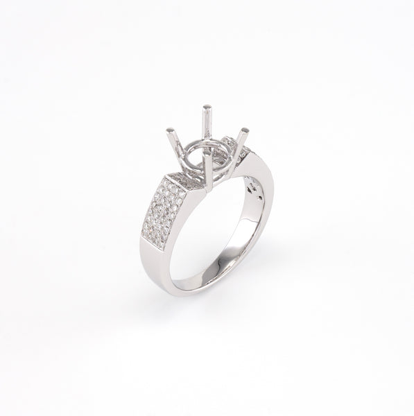 18KT White Gold 0.35CT Round Diamond Semi-Set Engagement Ring