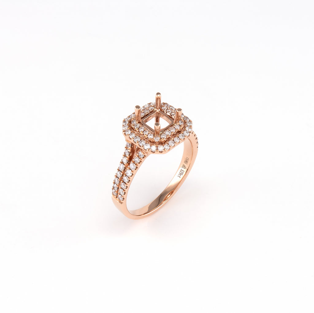 14KT Rose Gold 0.53CT Round Diamond Semi-Set Engagement Ring