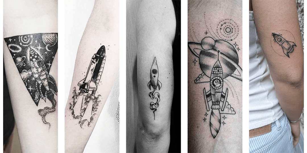 tatouage fusee et vaisseaux spatiaux