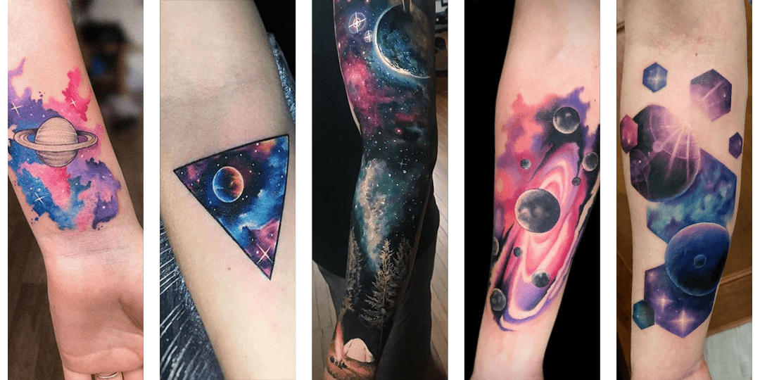 tatouage espace galaxie couleur