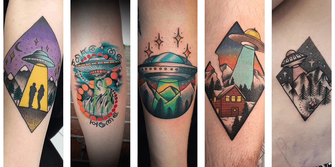 tatouage ovni extraterrestre en couleur