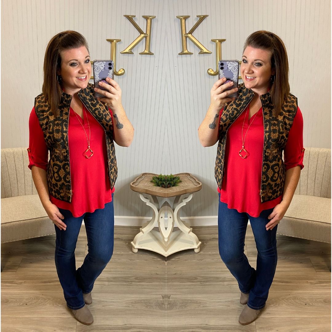 Leopard Zippered Vest