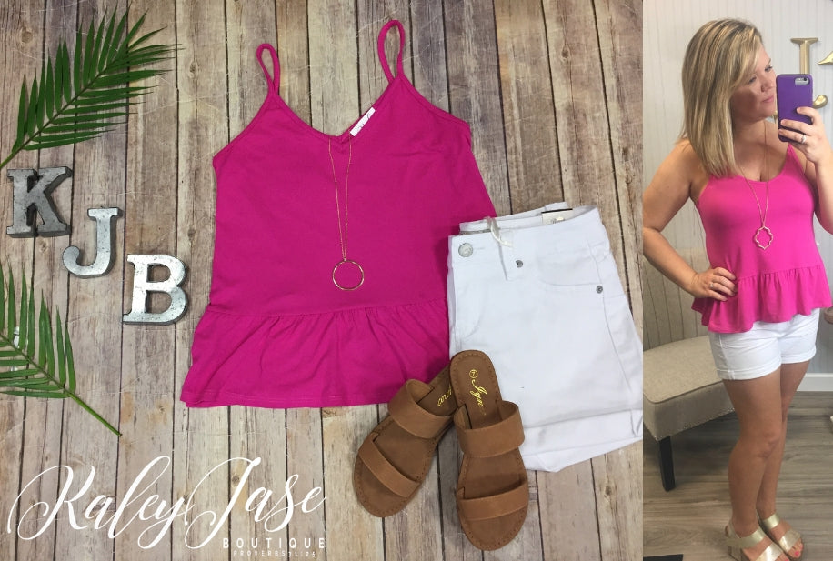 Fuchsia Ruffle Spaghetti Strap Top