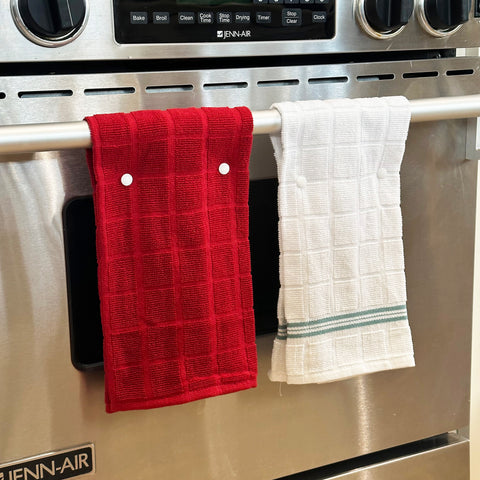Hanging Kitchen Towels with I Like Big Buttons! KAM Snaps