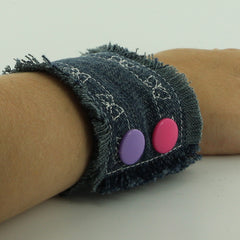 Upcycled Jean Bracelet Cuff with KAM Plastic Snaps