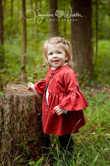 	Ruffle Coat with Fabric Cover Buttons