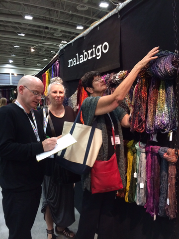 Crazy for Ewe choosing Malabrigo Caracol at TNNA 2016