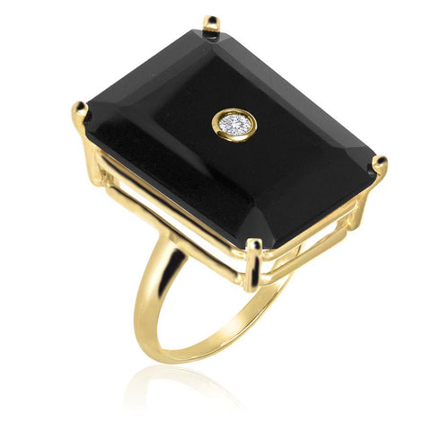 NoLita Cocktail Ring | Onyx & Diamond – Madyha Farooqui Jewelry
