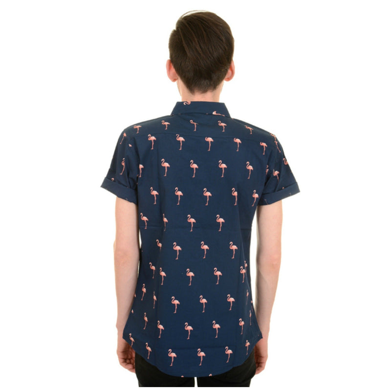 Run and Fly Navy Flamingo Retro Print Long Sleeved Shirt sizes S-XXL *BRAND NEW* 