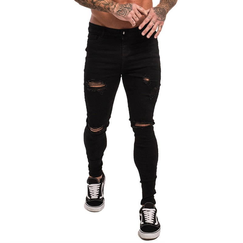 men's black ripped skinny jeans