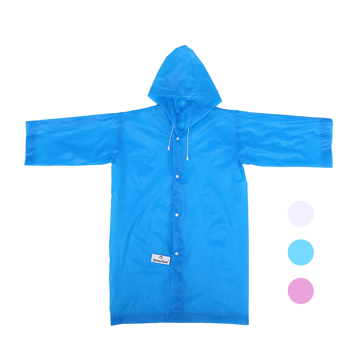 Adventure World Ripstop Button-Down Rain Poncho with Extendable Backpack Section 