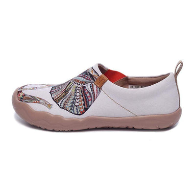 UIN Footwear Women -Elephant- Art Painted White Canvas Slip-ons for Ladies Canvas loafers