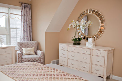 WHITE BEDROOM WITH ORCHID