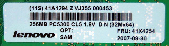 Lenovo Smart 256 MB PC5300 240 DDR2 RAM M378T3354EZ3-CE6 41X4254 –