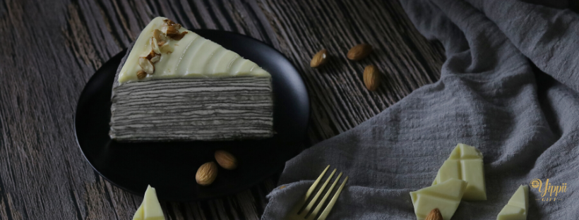 Yippii Gift Snowy White Chocolate Almond Mille Crepe Cake