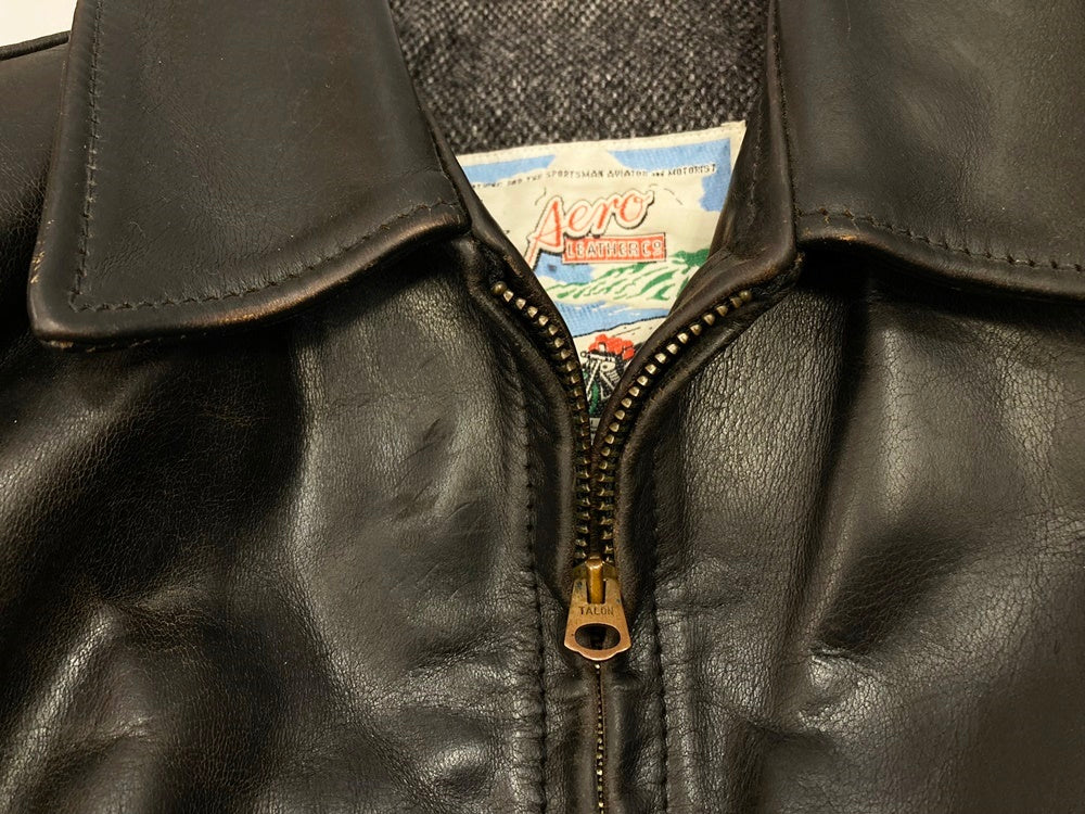 エアロレザー AERO LEATHER FRONT QUARTER HORSEHIDE ライダース ジャケット ハーフベルト ホースハイド ブラック系  黒 ブラウン系 茶 サイズ36 ジャケット 無地 ブラック 101MT-1415