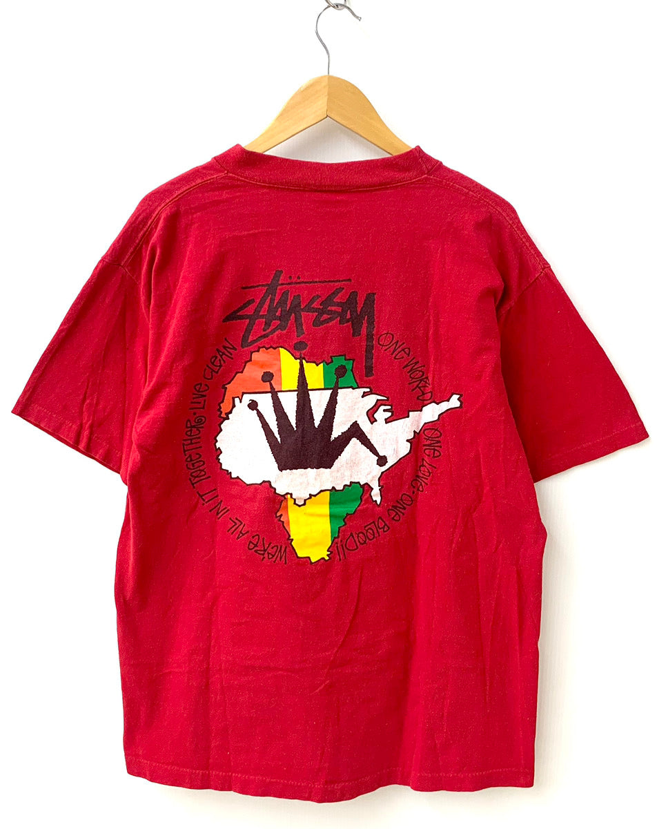 アメリカ製】STUSSY Tシャツ ラスタ ライオン クラウン designed in