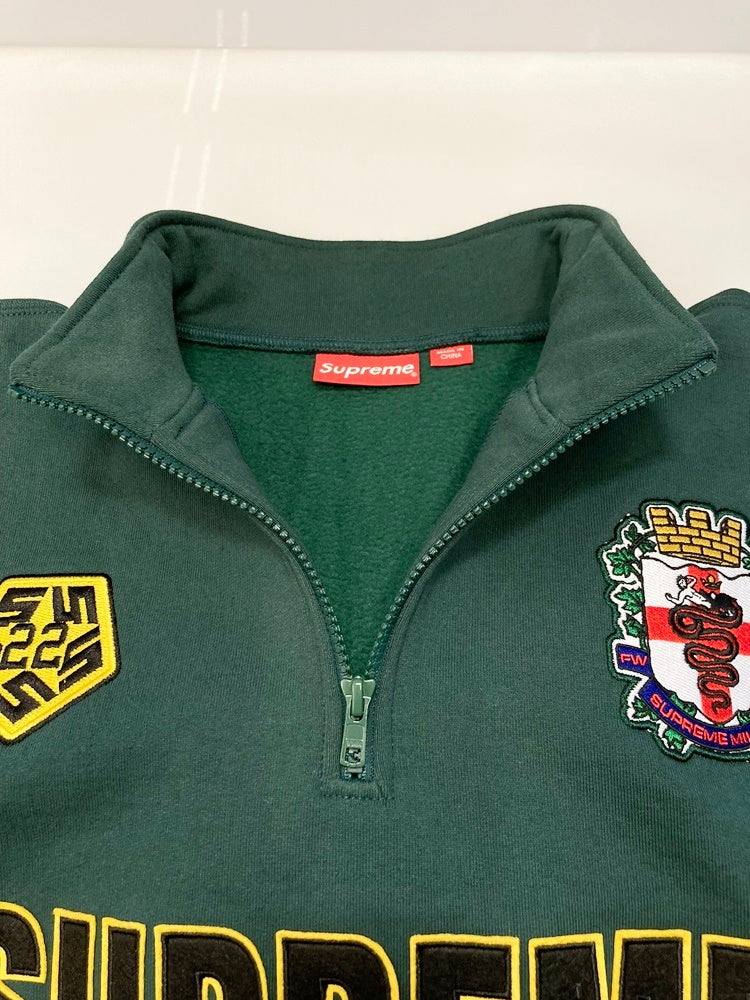 シュプリーム SUPREME Milano Half Zip Pullover Dark Green ハーフジップ プルオーバー トレーナー ワッペン  グリーン系 緑 スウェット ロゴ グリーン Lサイズ 101MT-1445