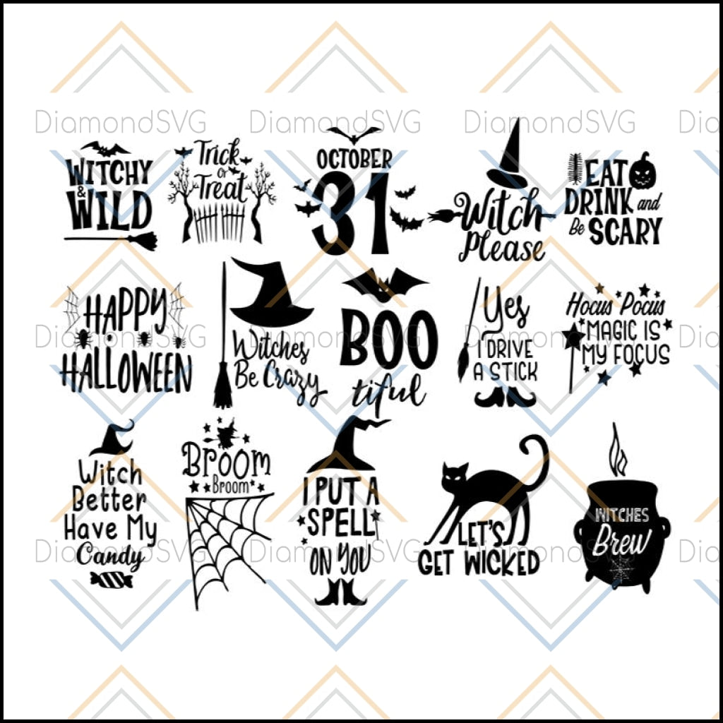 Halloween Svg Bundle Fall Svg Witch Svg Pumpkin Svg Ghost Svg Wit Diamondsvg