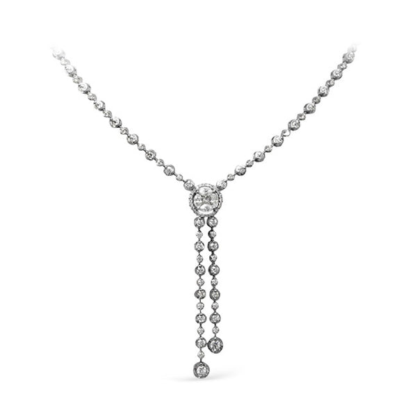 Lariat Style Fancy Shape Diamond Drop Necklace in 18k White Gold by ...