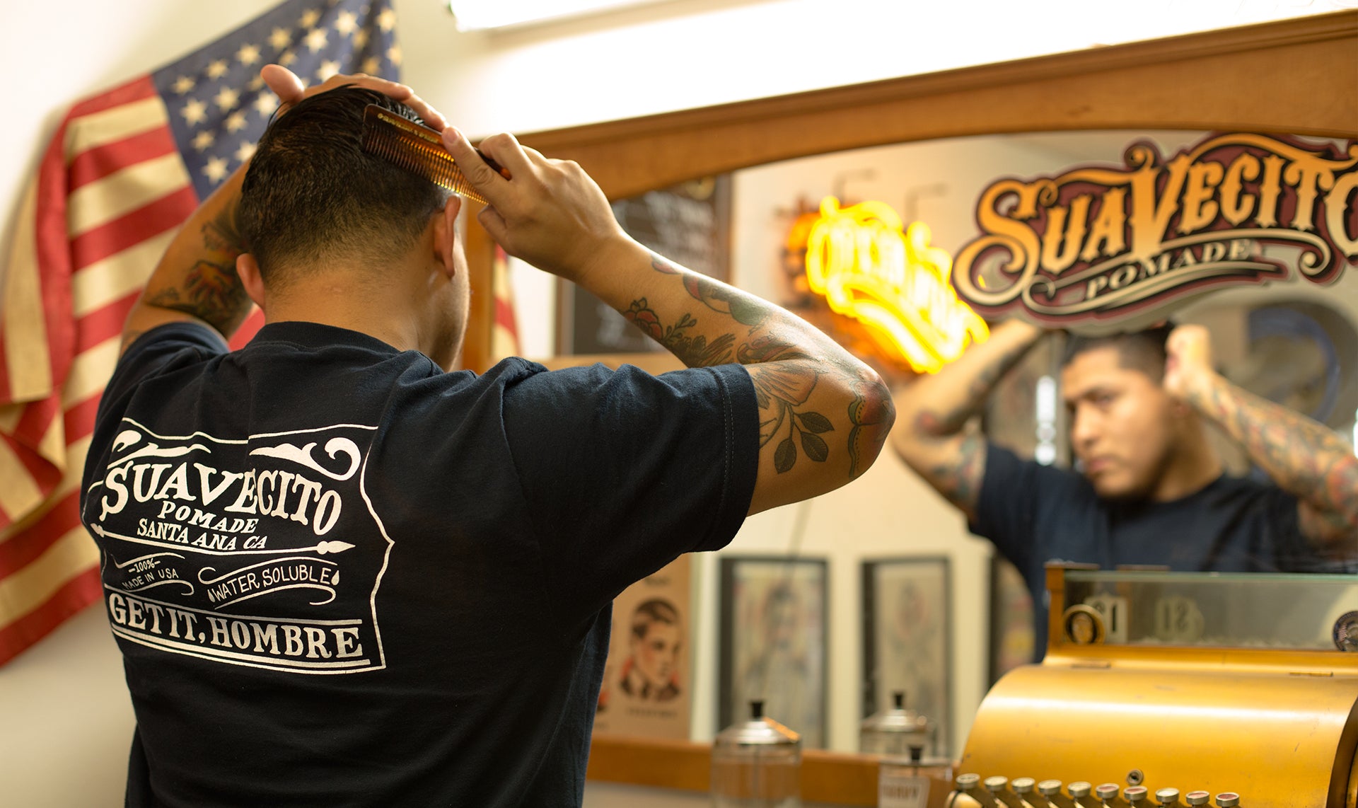 Suavecito X Kent large combo comb being used