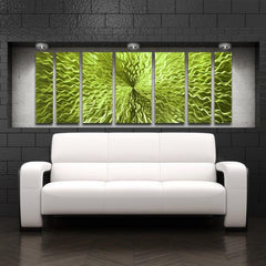 Neon Green Cosmic Energy large Metal Wall Art