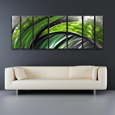 green metal wall art panels