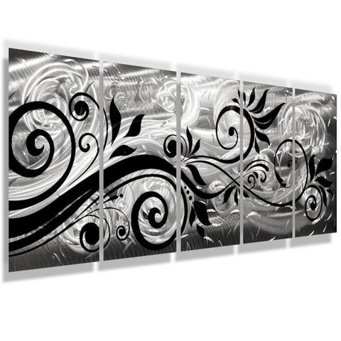 Whispering Winds Black And Silver Wall Art