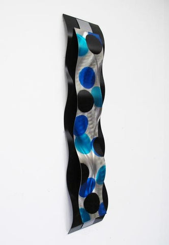 Blue Polka Dotted Abstract Metal Wall Sculpture