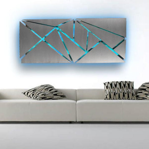 Fracture LED Lighted Metal Wall Art Set