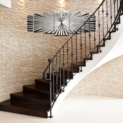 Ideas for wall niches, indentations, staircases, and curved walls - metal art panels and sculptures 