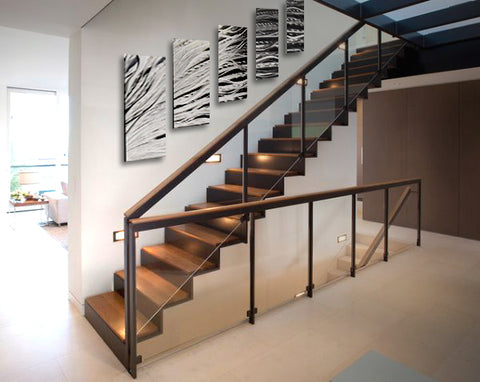 Staircase wall art ideas - metal wall panel art from DV8 Studio