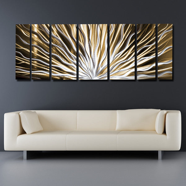 "Vibration" 66"x24" Large Earthtone / Brown Modern Abstract Metal Wall