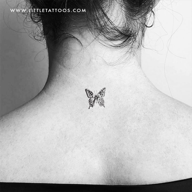 Half Flower Butterfly Temporary Tattoo - Set of 3 – Little Tattoos