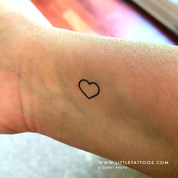 Small Heart Outline Temporary Tattoo - Set of 3 – Little Tattoos