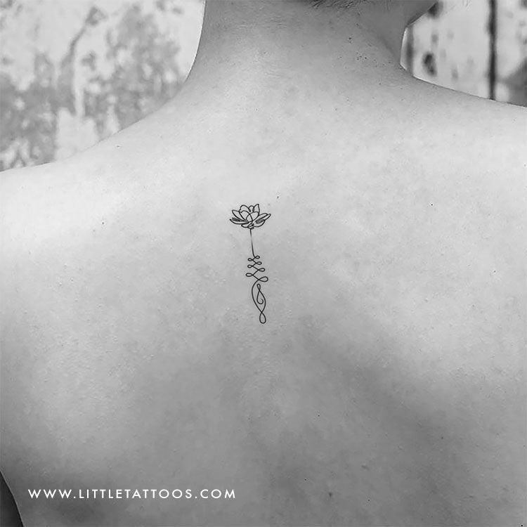 One Line Unalome Lotus Temporary Tattoo - Set of 3 – Little Tattoos