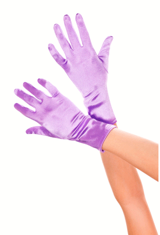 Music Legs Satin Wrist Gloves - Purple