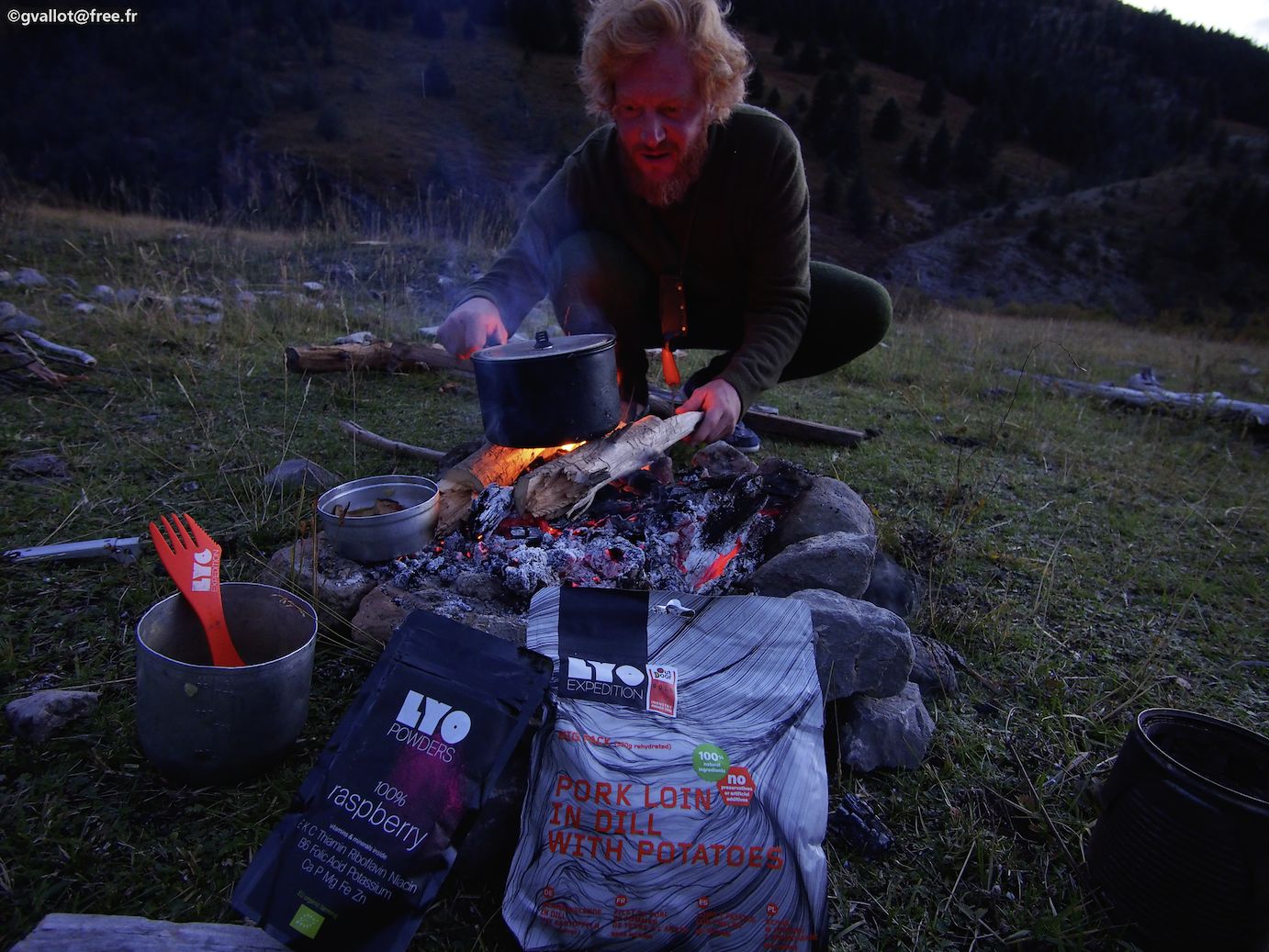 Preparing Lyofood meal at Campfire