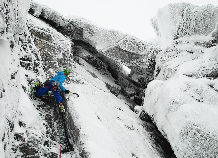 Climbing an icy mountain