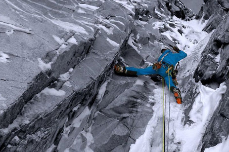 climbing an icy incline