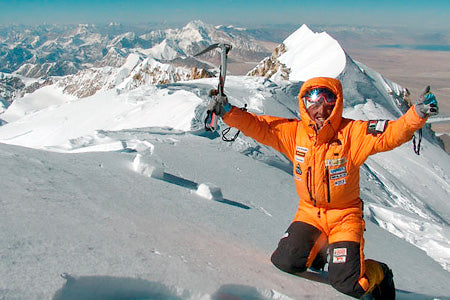 Simone Moro on mountain top