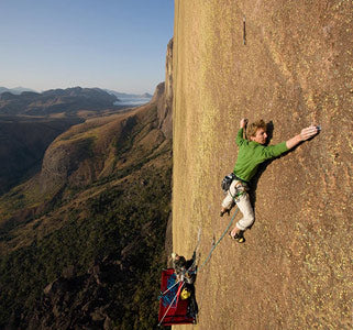 climbing a mountain