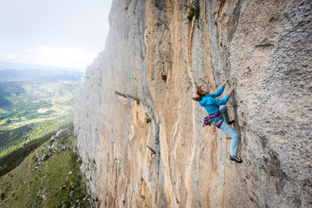 climbing a mountain