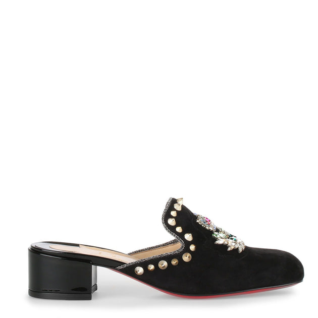 black evening mules