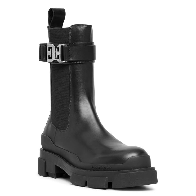 Terra black leather chelsea boots