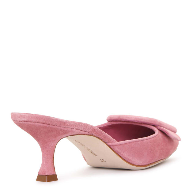 pink suede mules