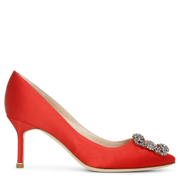 Manolo | Hangisi 70 red satin pumps |