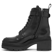 Vara bow black leather ankle boots